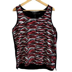 August Silk Tank Top Women XL Tiger front Sleeveless Blouse NWT *
